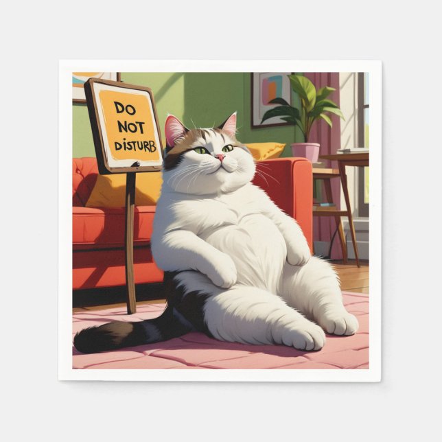 Guardanapo De Papel Não Incomodar Gordura Gato Engraçado (Frente)