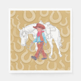 Guardanapo De Papel Napkin Cowboy e Horse Brown
