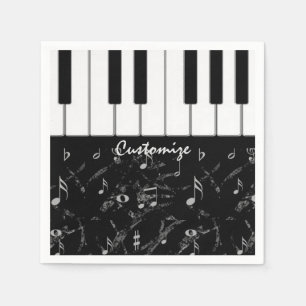 Guardanapo De Papel Napkins 2 Personalizado para Piano Negro e Branco