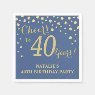 Guardanapo De Papel Napkins Azul e Diamante Dourado do Partido anivers