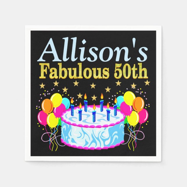 GUARDANAPO DE PAPEL NAPKINS DE 50 ANOS PERSONALIZADOS FESTIVOS (Frente)