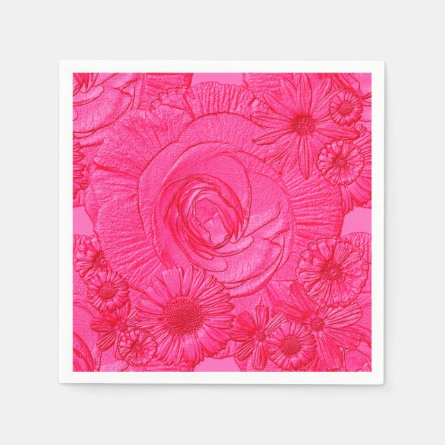 Guardanapo De Papel NAPKINS DE CACKTAIL, Rosa-Flores-Quentes (Frente)