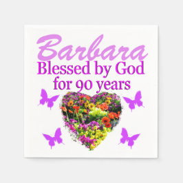 GUARDANAPO DE PAPEL NAPKINS FLORAIS DE ANIVERSÁRIO DE 90 PERSONALIZADO