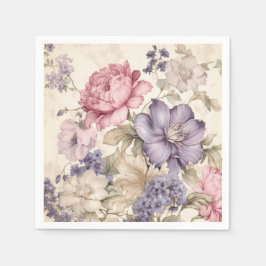 Guardanapo De Papel Napkins Floral Branco Rosa Púrpura