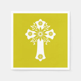 Guardanapo De Papel Napkins Floral Cross Yellow