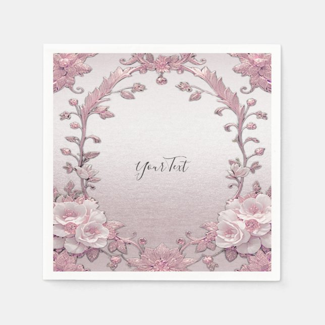 Guardanapo De Papel Napkins Floral Rosa Único (Frente)
