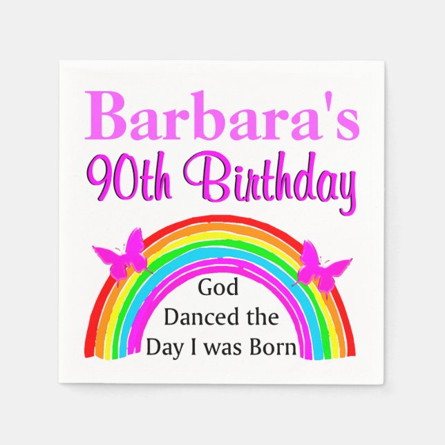 GUARDANAPO DE PAPEL NAPKINS PERSONALIZADOS DE ANIVERSÁRIO DE 90 CRISTÃ (Frente)