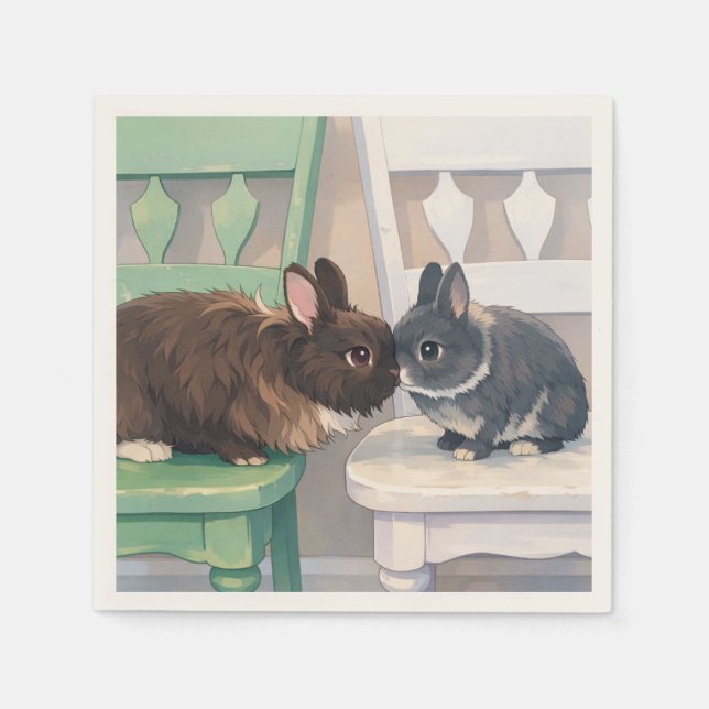 Guardanapo De Papel Napkins (Qty 50) Two Rabbits (Frente)