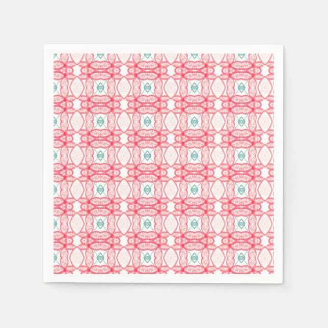 Guardanapo De Papel Napkins Rosa E Teal (Frente)