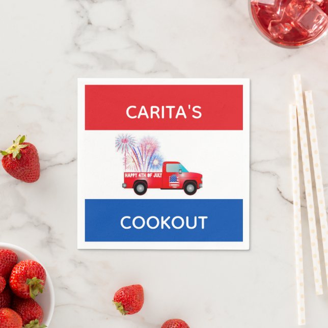 Guardanapo De Papel Napkins Vermelho, Branco e Azul Personalizado (Insitu)