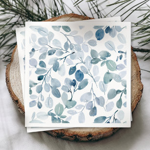 Guardanapo De Papel Nápoles de Natal Azul com Folhas de Água