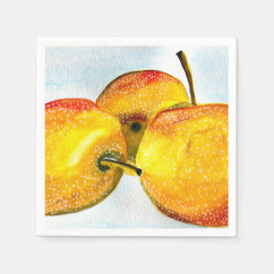 Guardanapo De Papel Nashi pera fruta de aquarela amarela