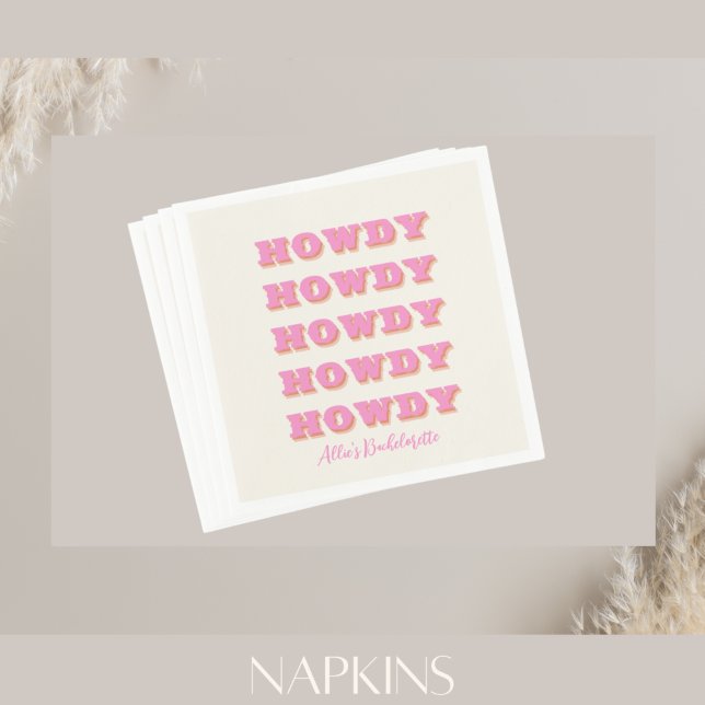 Guardanapo De Papel Nashville Bachelorette Howdy Partido Rosa Napkins (Criador carregado)