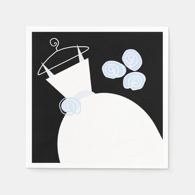 Guardanapo De Papel Nata de papel azul de Casamento preto (Frente)