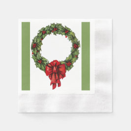 Guardanapo De Papel Natais vintages Holly Wreath e Berries Green