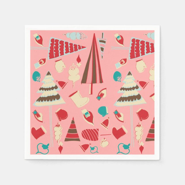 Guardanapo De Papel Natais vintages Rosa (Frente)