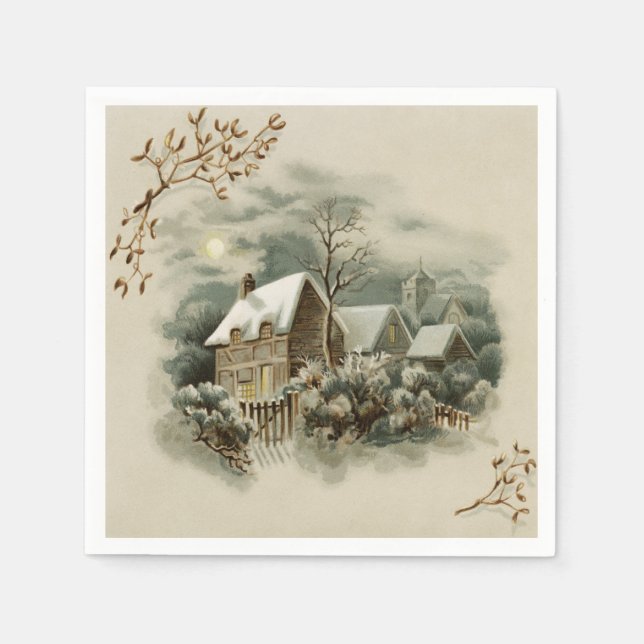Guardanapo De Papel Natais vintages Winter Country Napkins (Frente)