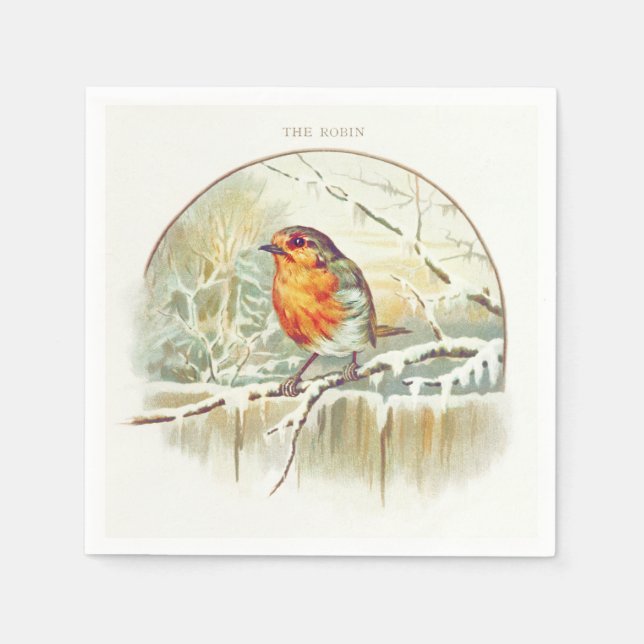 Guardanapo De Papel Natais vintages Winter Robin (Frente)