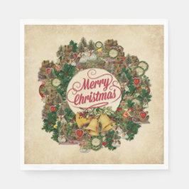 Guardanapo De Papel Natais vintages Wreath (Feliz Natal)