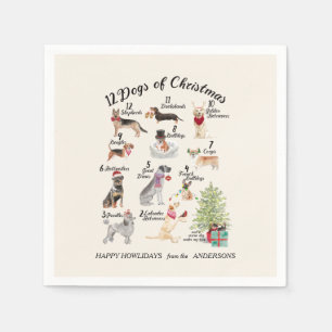 Guardanapo De Papel Natal 12 cães da assinatura da festa de Natal