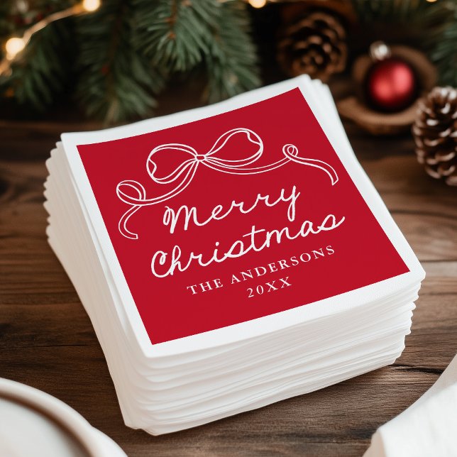 Guardanapo De Papel Natal Alegre Arco Desenhado à Mão Vermelho (Criador carregado)