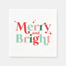 Guardanapo De Papel Natal alegre e brilhante fonte moderna rosa vermel