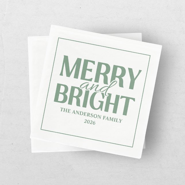 Guardanapo De Papel Natal Alegre e Brilhante Verde Feriado (Criador carregado)