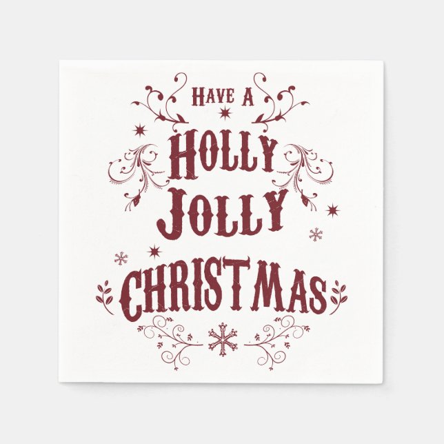 Guardanapo De Papel Natal Antigo Holly Jolly (Frente)
