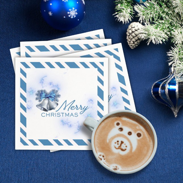 Guardanapo De Papel Natal Azul Sininhos Prateados  (Criador carregado)