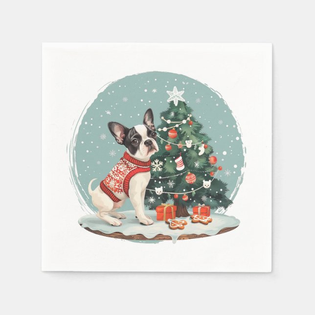 Guardanapo De Papel Natal Boston Terrier Dog (Frente)