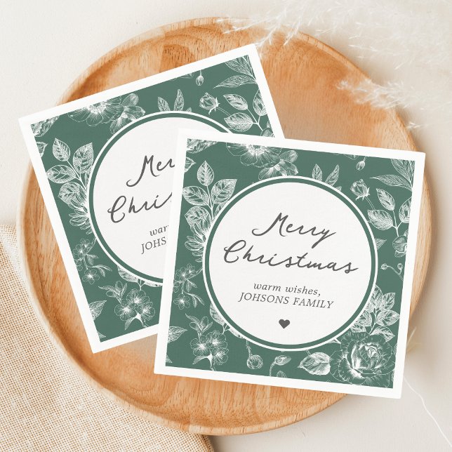 Guardanapo De Papel Natal Botânico (Christmas Family Holiday Napkin)