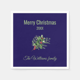 Guardanapo De Papel Natal Botânico Simples e Elegante