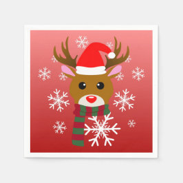 Guardanapo De Papel Natal Branco Rudolph Rudolph, Rena Nosada Vermelha