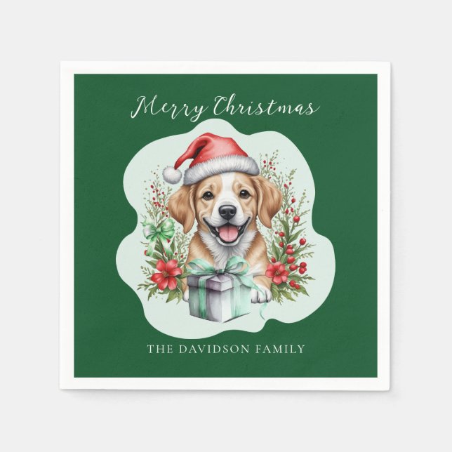 Guardanapo De Papel Natal Cachorrinho Fofo  (Frente)