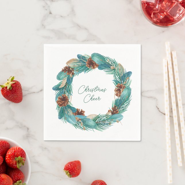 Guardanapo De Papel Natal Chee Turquoise Wreath (Insitu)