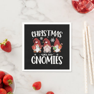 Guardanapo De Papel Natal Com Meus Gnomos Búfalo Xadrez Vermelho Gnome