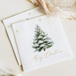 Guardanapo De Papel Natal com Ouro e Pinheiro
