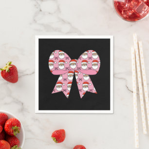 Guardanapo De Papel Natal Coquete Laço Rosa Papai Noel Vintage Retro