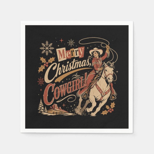 Guardanapo De Papel Natal Cowgirl (Frente)
