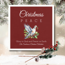Natal Cristão Elegante com Pombo da Paz e Azevinho