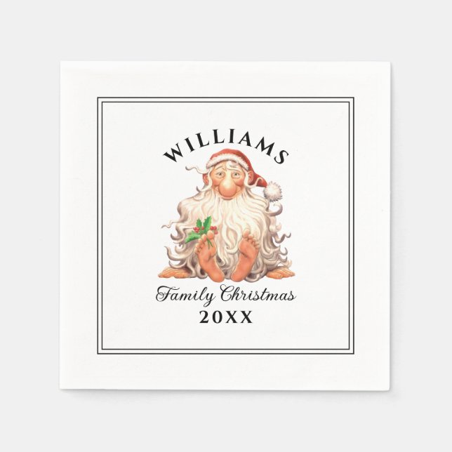 Guardanapo De Papel Natal da Família de Papais noeis Retroativos com N (Frente)