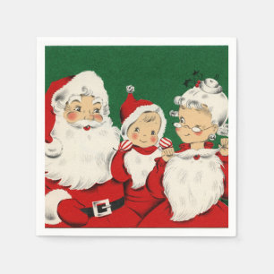 Guardanapo De Papel Natal da família do papai noel do vintage