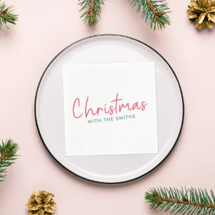 Guardanapo De Papel Natal da família Nome da família minimalista m