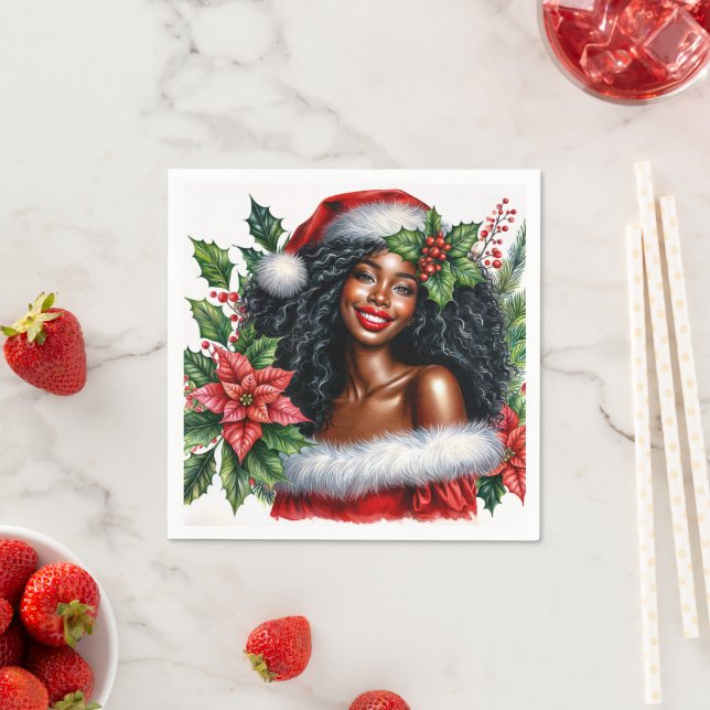 Guardanapo De Papel Natal da Mulher Negra Bonita (Insitu)