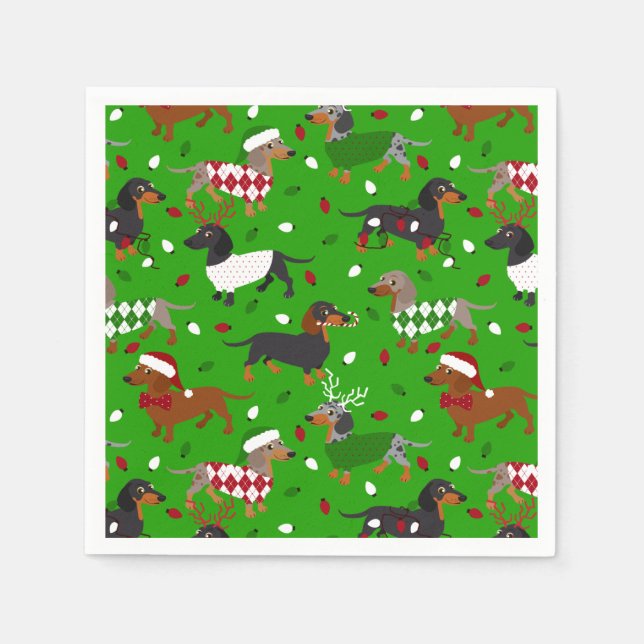 Guardanapo De Papel Natal Dachshund Todos os Casacos Napkins (Frente)