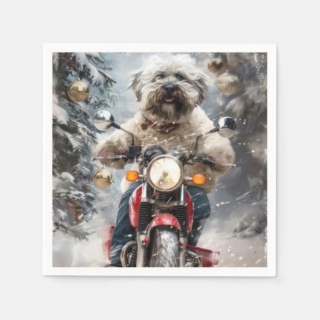 Guardanapo De Papel Natal De Motocicleta No Havanês (Frente)
