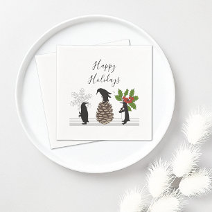 Guardanapo De Papel Natal de Pinguim Engraçado Personalizado