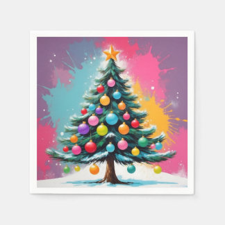 Guardanapo De Papel Natal de pop art com salpicos de cores