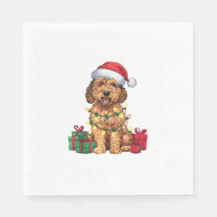 Guardanapo De Papel Natal de Santa Hat Labradoodle Dog