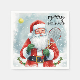 Guardanapo De Papel Natal de tênis com Papai Noel de bola de tênis